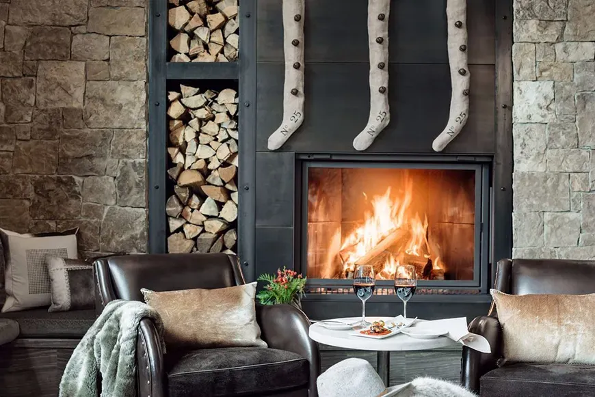 Figs restaurant fireplace at hotel jackson.